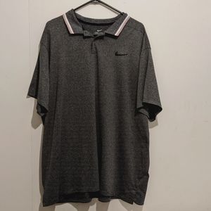 Mens Nike Dry Fit Gray with Black Striped Short Sleeve Polo. XXL